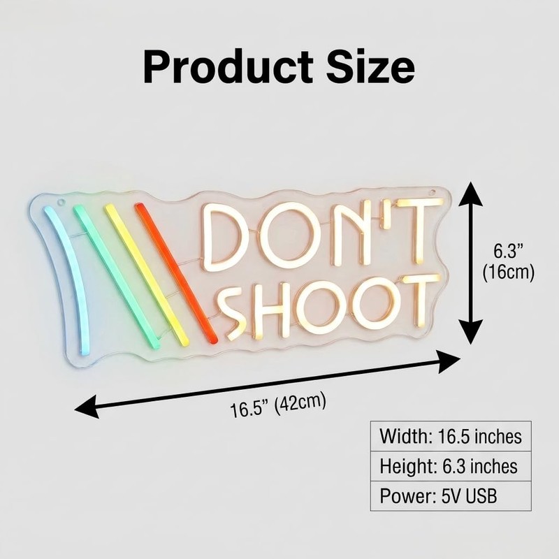 ARC "Don't Shoot" Neon Sign for Game Room - Funny