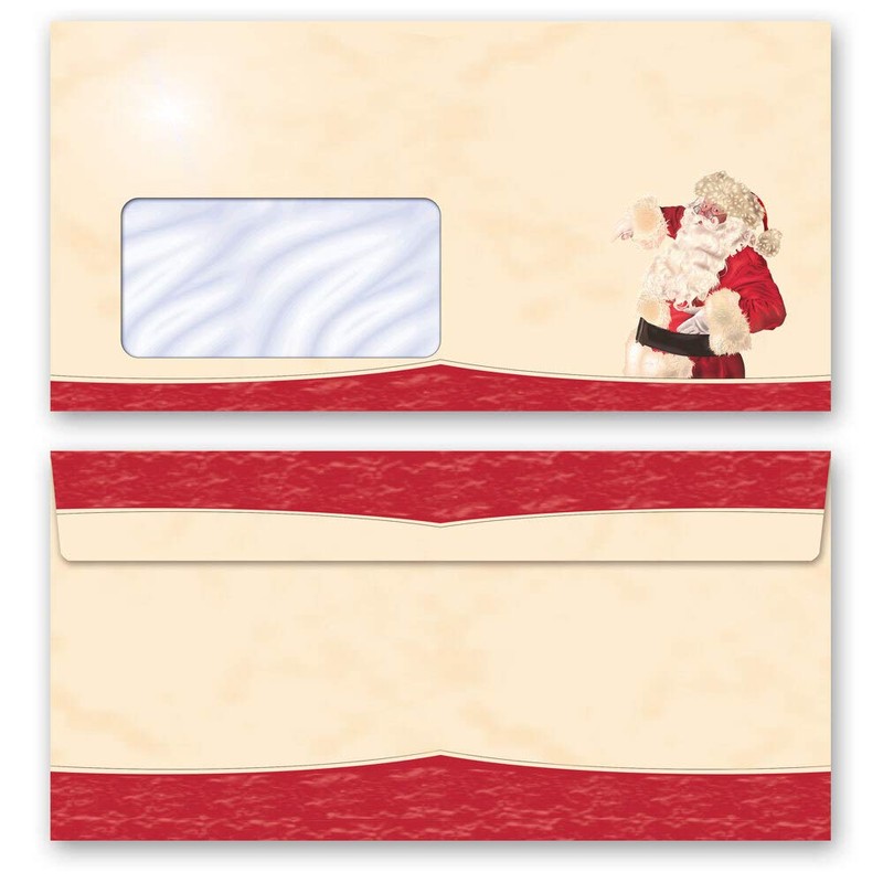 Paper Media Pack of 50 Envelopes (with Window) Santa Claus