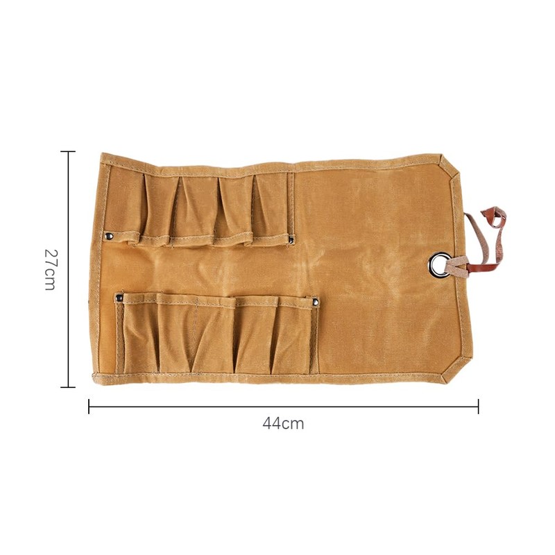 ieron Waxed Canvas Roll Bag - Hand Tool Organizer with
