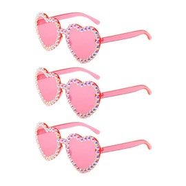 EPCDBBRT 3 Pieces Of Heart-Shaped Glasses, Creative Party Glasses, Women'S Glasses, Rimless Sunglasses, Heart-Shaped Glasses With Rhinestones, Decorative Glasses, Clothing Accessories