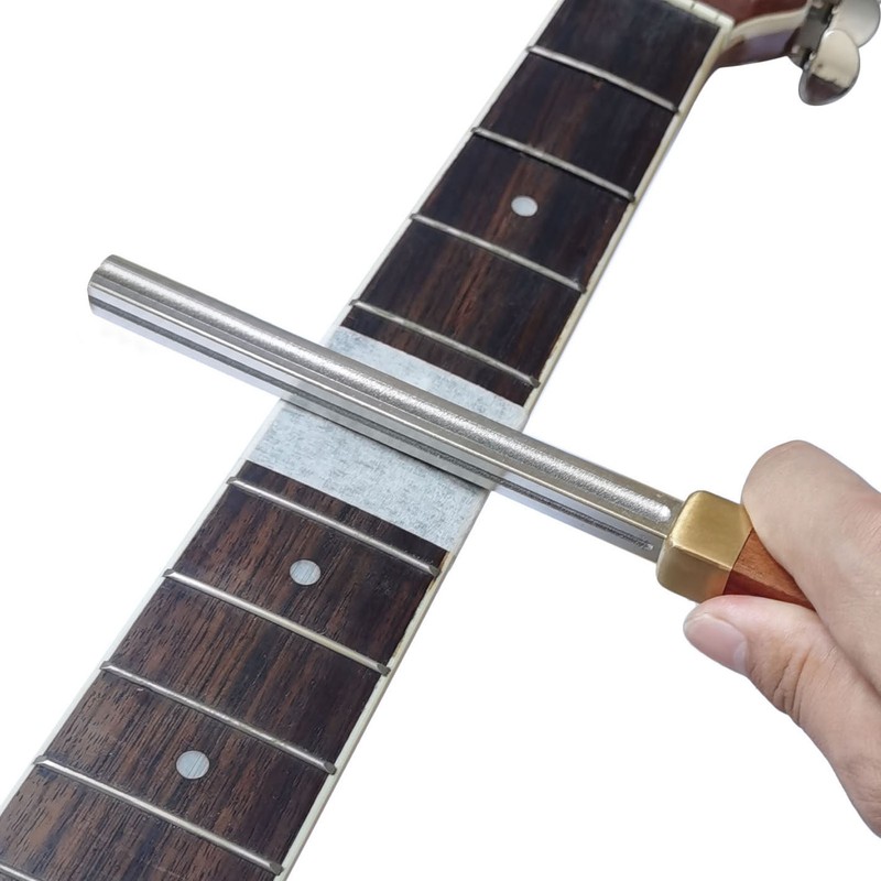 Guitar Fret Crowning File Chrome Plated Solid Wood Handle Fret