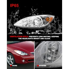 KAC Headlight Assembly Set Pair, Compatible with 2010-2011 Camry, Chrome Housing, Left & Right, OEM (TO2502137,TO2503137)