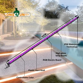 Gepas LONGRUNNEW Replacement 35.4'' LED Light Strip Color Changing for Waterfall Spillway Pool Fountain with Adapter, Remote Control Designed