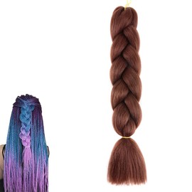 prinfantasy Braid Ponytail Extension with Scrunchie, Natural Synthetic Hair Braids Hair Extensions for Braiding, Long Ponytail Brown Hairpiece for Women, BZ008