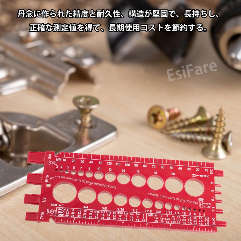 EsiFare Nut Bolt Thread Gauge Screw Nut Measuring Gauge Bolt