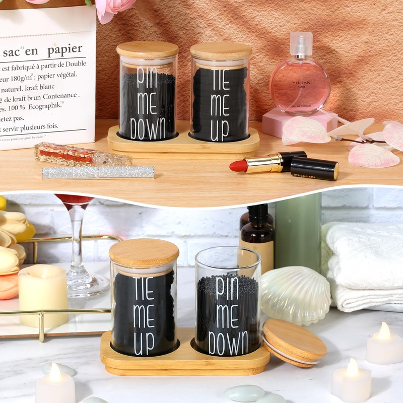 Funny Apothecary Jars 2 Pack Hair Tie Holder Organizers Bathroom