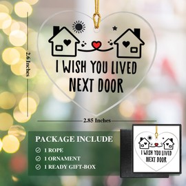 I Wish You Lived Next Door, Friendship Ornaments for Women, Friend Christmas Ornaments Gift for Best Friends Bestie BBF Soul Sister Female Long Distance Friendship Ornament Gift