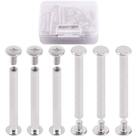 Hilitchi M5 Chicago Screws Kit Binding Screws Bolts Posts Nail Rivets Chicago Button for Scrapbook Photo Albums Binding and Leather Saddles Wallet Belt M5 x 45 mm - 50 Set