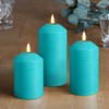 Eywamage Turquoise Blue Flameless Pillar Candles with Remote, Flickering LED