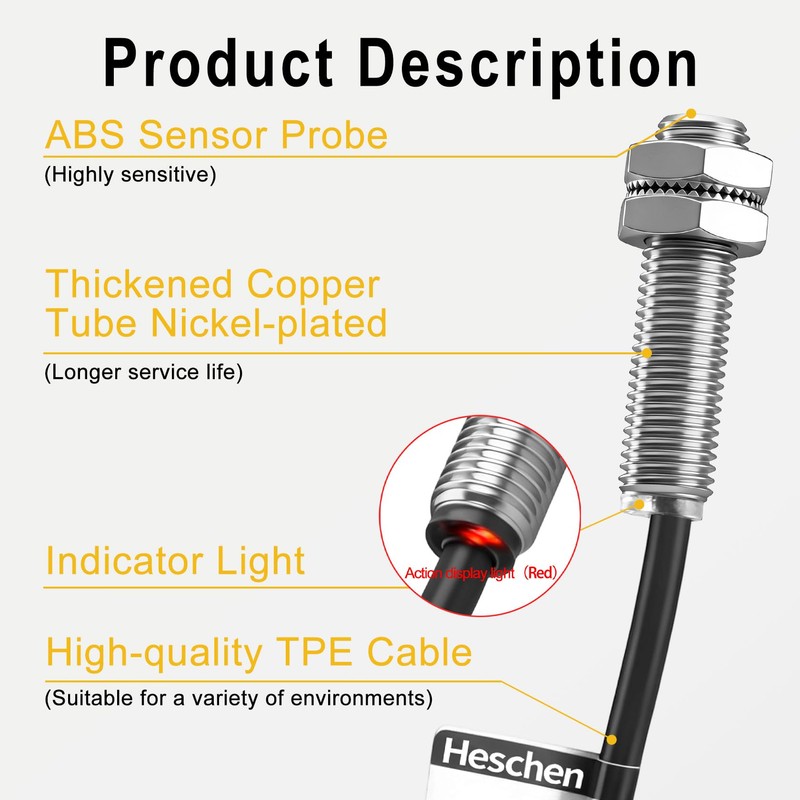 Heschen PR08-1.5DO Inductive Proximity Sensor Cylindrical Type DC 12-24V 2-Wire