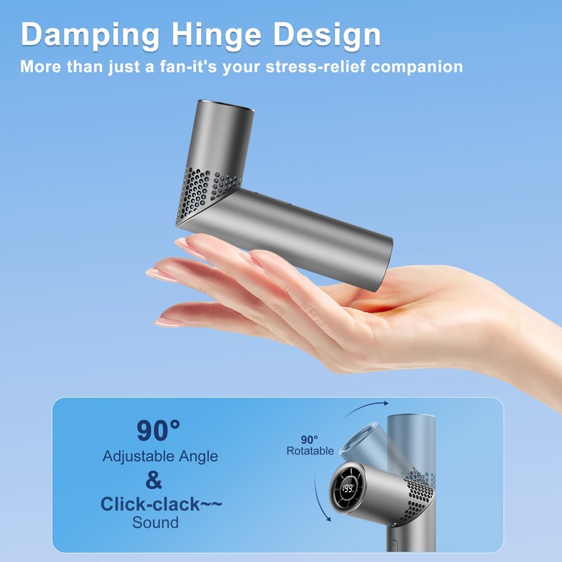 GOSALISU Portable Handheld Fan - Rotatable Mini Fan, Gray