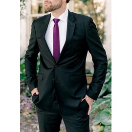 HISDERN Purple Ties for Men Skinny Solid Color Mens Ties Classic Formal Thin Necktie Mens Slim Pure Plum Men's Neckties Business Wedding Party