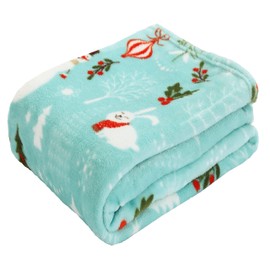 Valerian Luxury Velvet Super Soft Light Weight Blanket Prints Fleece Throw - All Year Round Home Decor, Fuzzy Warm and Cozy Throws, Couch and Gift, 50 x 60inch, Santa Snowman Teal