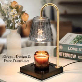 Mocalido Candle Warmer Lamp, Electric Candle Warmer, Birthday Gifts for Women Mom, Candle Top Melting, Glass Candle Heater Lamp with Timer Dimmer for Scented Jar Candle, Wedding Gifts, Black
