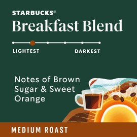 Starbucks K-Cup Coffee Pods, Medium Roast Coffee, Breakfast Blend, 100% Arabica, 1 box (32 pods)