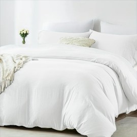 Luxe Dreams 100% Cotton Single Duvet Cover Set with 1 Pillowcase, Luxury Soft Bedding Duvet Covers White, Premium Cotton Quilt Cover 135x200 cm