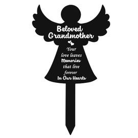 Roowest Memorial Stakes Cemetery Grave Plaque Stake Markers Angel Plaques for Outdoors Acrylic Sympathy Waterproof Garden Decorations Yard(Grandma Style)