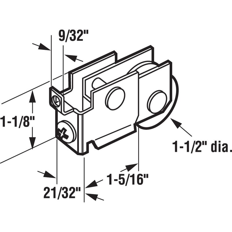 Prime-Line N 7125 Mirror Door Roller, 1-1/2 In. Nylon Wheel