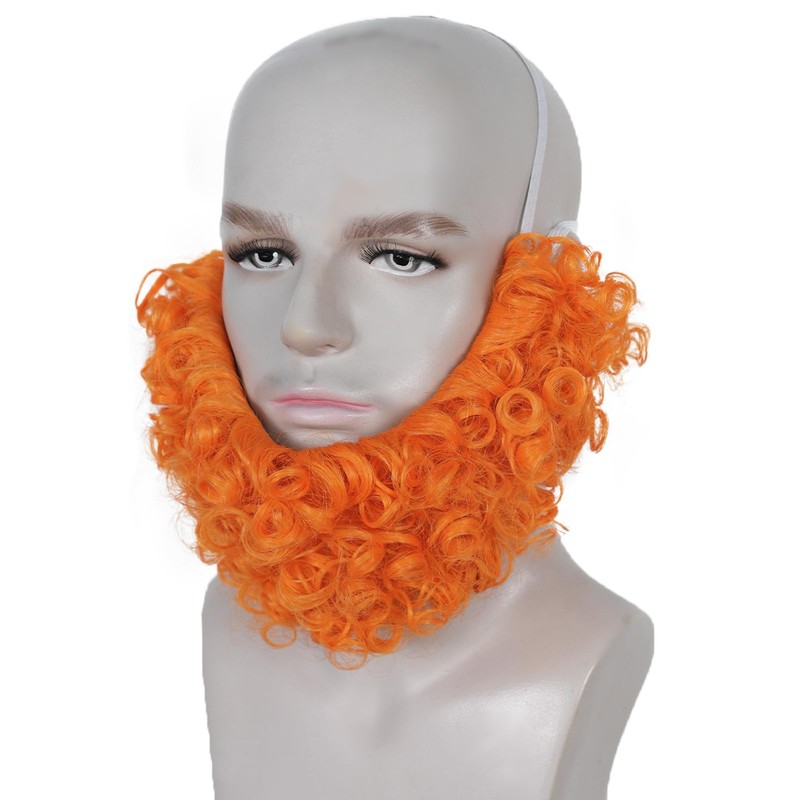 Orange Wizard Cosplay Beard for Men Short Ginger Fake Mustache