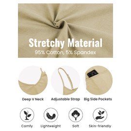 Lentta Women's Causal Jumpsuits V Neck Sleeveless Harem Overalls Stretchy Adjustable Strap Romper with Pockets(DarkKhaki-XXL)