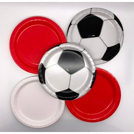 Beautiful Balloons Red and White Football Themed Paper Plates x 40