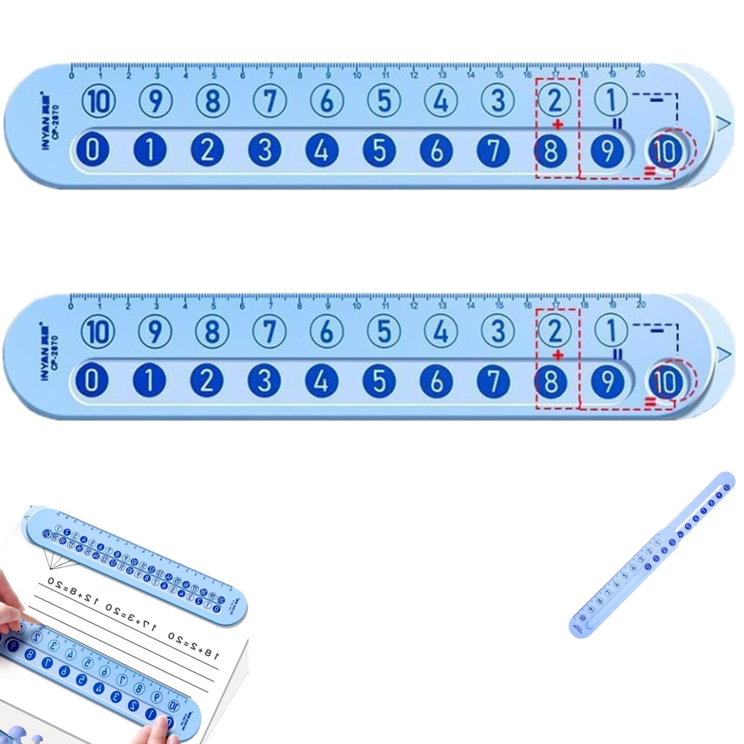 2 Pcs Math Slide Ruler for Mathematics, Math Scale Learn Number Rulers ...