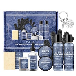 PEARLWORLD Set De Baño Y Spa Con Aroma A Océano (12 Piezas) Ideas De Regalo De Cumpleaños Para Hombre. Kit De Cuidado De La Piel Para Él. Regalo