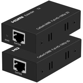 [Stable Extender] HDMI Extender EX60H 60M HDMI RJ45 Converter, Wired LAN Extender, HDMI Over Ethernet Extender CAT6, CAT7, 1080P, 60Hz, 3D Effect Compatible, PC Camera, Input, Monitor, TV Projector,