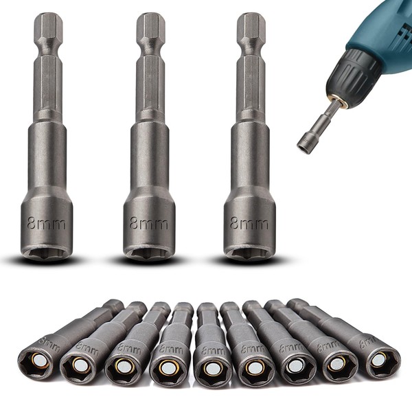 TXXATX 12 Piece Hex Bit Set Magnets Socket Wrench 8