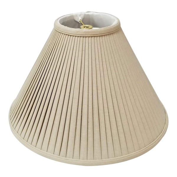 Royal Designs Coolie Empire Side Pleat Basic Lamp Shade, Linen with Taupe, 5 x 14 x 9.5 (BS-727-14LNTP)