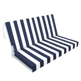 Only choice Outdoor Loveseat Cushions, Waterproof Outdoor Cushions for Patio Furniture with Lifting Handle,Outdoor Seat Cushions Bench Cushion for Patio Couch, Bench, and Swing (Blue/White Striped)