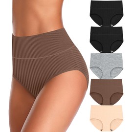 UMMISS Womens Underwear Cotton High Waisted Tummy Control Panties Plus Size Ladies Briefs XL 2XL