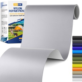 Sgooyir 6X63 Inch Nylon Repair Patch for Down Jacket, Self-Adhesive Nylon Fabric Repair Patch for Tents, Waterproof Fabric Repair Tape Patch Kit for Clothes, Puffer Jackets, Backpacks Grey