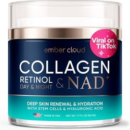 Crema de Colágeno NAD+ para Rostro con Retinol Ácido Hialurónico Niacinamida para Todo Tipo de Piel - Hidratante Facial Anti-Envejecimiento con Bomba sin Aire - Crema de Día y Noche para Arrugas