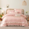 Jolusere Ruffle Comforter Set Queen Pink 3 Pieces Shabby Chic