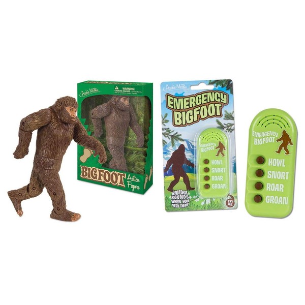 Bigfoot Gag Gift Duo - Bigfoot Action Figure and Emergency Bigfoot Electronic Noisemaker - Perfect for The Bigfoot Lover in Your Life!