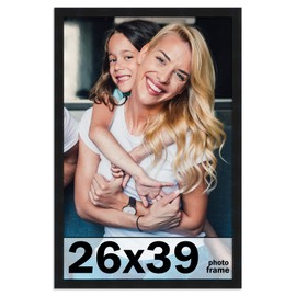 CountryArtHouse 26x39 Frame Black Picture Frame - Complete Modern Photo Frame Includes UV Acrylic Shatter Guard Front, Acid Free Foam Backing Board, Hanging Hardware Wood Wall Frames - no Mat