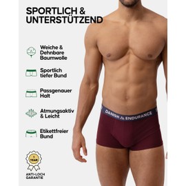 DANISH ENDURANCE Pack of 6 Short Boxer Shorts Men's Cotton with Short Leg, Men's Underpants, Without Label, Multicoloured (3 x Black, 1 x Navy/Orange, 1 x Navy/Bordeaux, 1 x Bordeaux/Dark Blue), 3XL