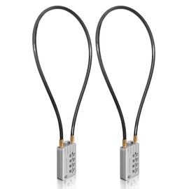 SISAV 2 Pack Long 50cm Cable Lock with 4 Digit Combination Lock Resettable Security Cable for Luggage, Suitcase, Weapon, Helmets - Silver Colour