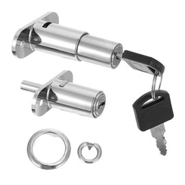 Veemoon Cerradura De Armario De Metal Émbolo De Empuje, Cilindro Llave, Para Puertas Individuales De Muebles, 2 Piezas, Instalación Fácil y Uso Vitrinas y Cajones