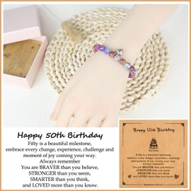 Akrehyull Birthday Gifts for Women, Natural Stone Bracelet as 50th Birthday Gifts for Women Funny Unique Friendship, Happy Birthday Gifts for Her Mom Friend Grandma Sister Auntie Wife