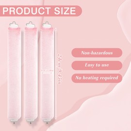 3 Stück Lockenwickler, Abeillo Heatless Curls Band, Locken Ohne Hitze, Locken ohne Heatless Curl Set, DIY Locken über Nacht, Lockenwickler Groß für Langes Mittleres Haar (Rosa)