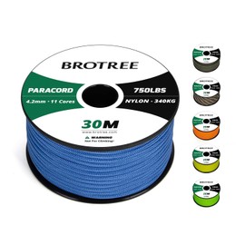 BROTREE Paracord 750 lb 4.2 mm 30 m 100% Nylon Rope Type 4 Cord with 11 Core for Survival, Camping, Outdoor - 340 kg Breaking Load (Dark Blue)