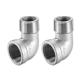 sourcing map Stainless Steel 201 Cast Pipe Fittings 90 Degree Elbow 3/4 BSPT Female X 3/4 BSPT Male Thread 2pcs