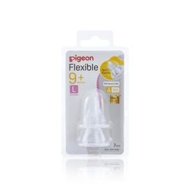 Pigeon - Tetina flexible peristáltica delgada para bebés de más de 9 meses, (L), libre de BPA y BPS, paquete de 2