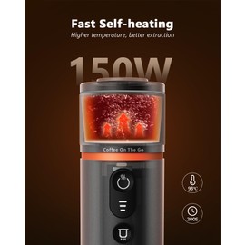 CONQUECO Portable Espresso Machine Travel: 8 cups 12V Electric Coffee Maker with Battery for Camping - 2.5 Mins Self Heating - With Ground Coffee & NS Capsule for RV, Hiking, Office