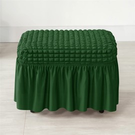 SZJIAHTM Lattice Stretch Ottoman Cover Soft Stretch Slipcover with Skirt Polyester Rectangle Footstool Modern Furniture Protector Bubble Covers for Living Room and Bedroom