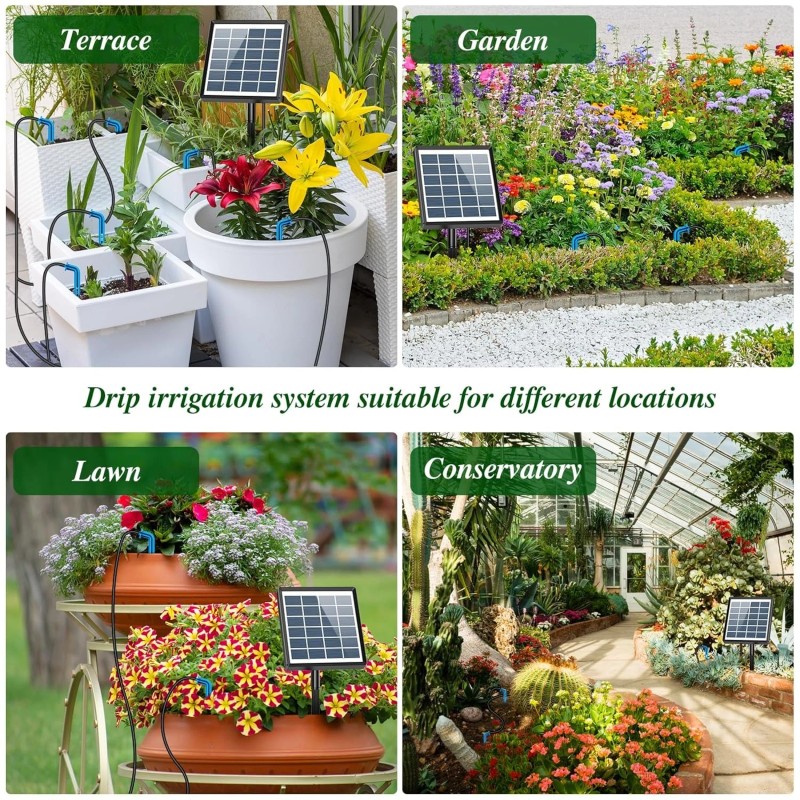 AnseTo Smart Solar Irrigation Kit - 15m Hose,Auto Watering for