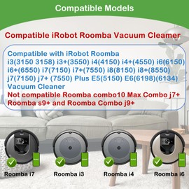 Replacement Parts for iRobot Roomba E & I & J Series e5 e6 e7, i8 i8+ i7 i7+ i6 i6+ i4 i4+ i3 i3+ i1 i1+ i2, j7 j7+ Robot Vacuum Cleaner, 2 Set Roller Brush 8 Filters 8 Side Brushes 8 Vacuum Bags