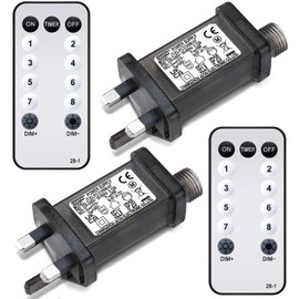 Sinmoe 2 Pcs Replacement Power Supply Low Voltage LED Controller with 2 Pcs Remote Control 8 Modes Memory 8 Hour Timer Power Adaptor for Christmas Fairy Light Icicle Net Curtain Globe Light (31v3.6w)